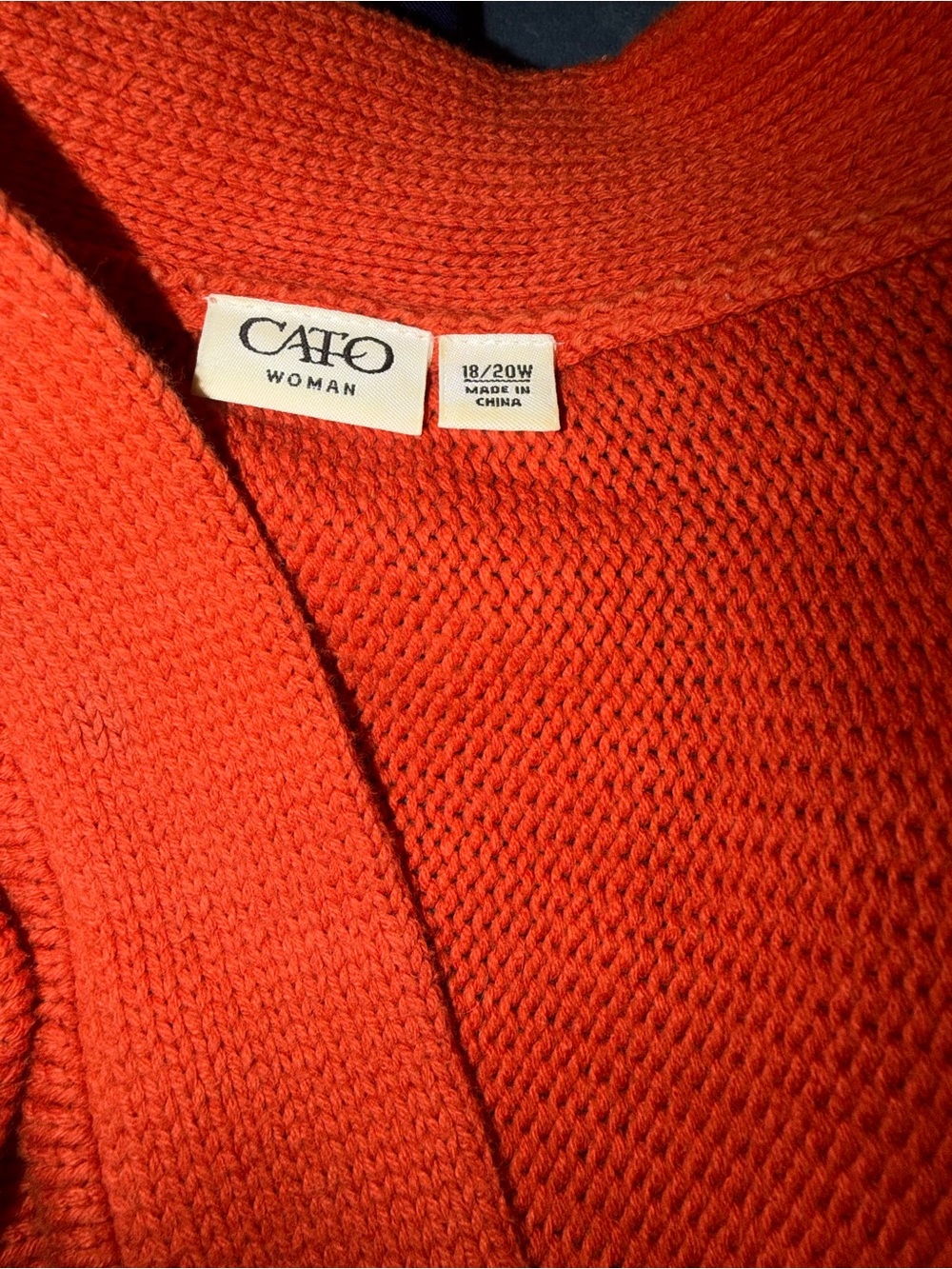 Cato Woman Bright Orange Knit Cardigan